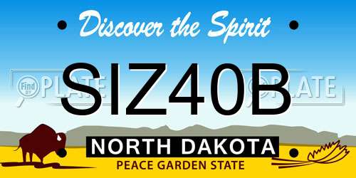 SIZ40B North Dakota License Plate
