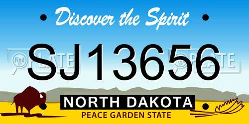 SJ13656 North Dakota License Plate