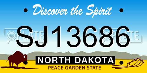 SJ13686 North Dakota License Plate