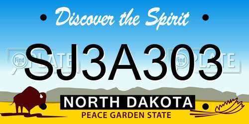 SJ3A303 North Dakota License Plate