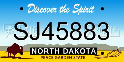 SJ45883 North Dakota License Plate