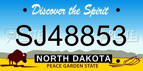 SJ48853 North Dakota License Plate