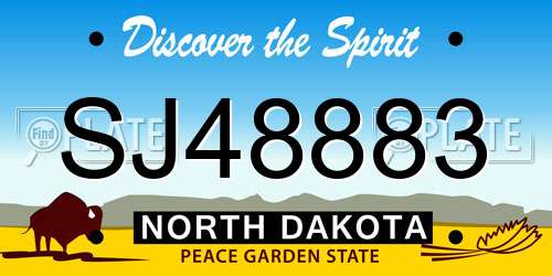 SJ48883 North Dakota License Plate