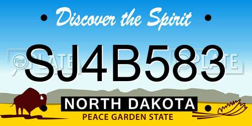 SJ4B583 North Dakota License Plate