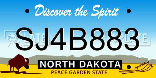SJ4B883 North Dakota License Plate
