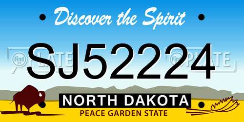 SJ52224 North Dakota License Plate