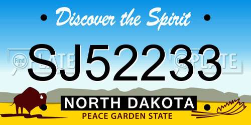 SJ52233 North Dakota License Plate