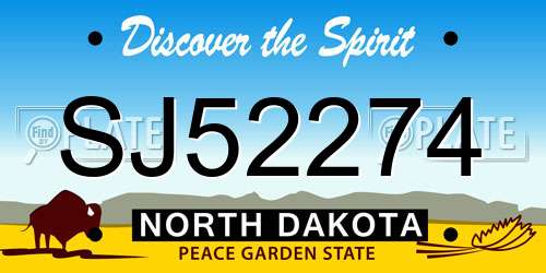 SJ52274 North Dakota License Plate