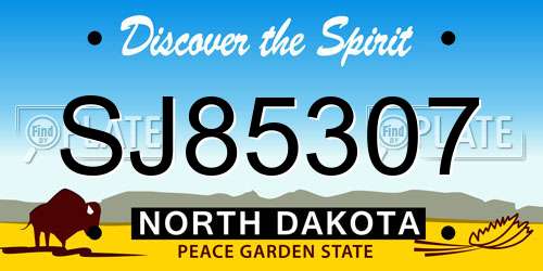 SJ85307 North Dakota License Plate
