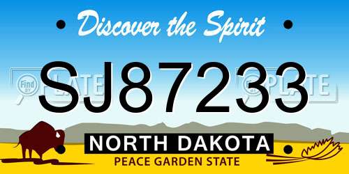 SJ87233 North Dakota License Plate