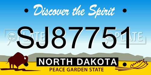 SJ87751 North Dakota License Plate