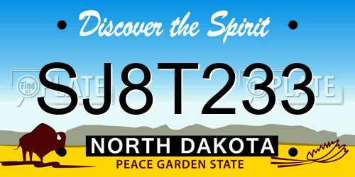 SJ8T233 North Dakota License Plate