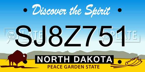 SJ8Z751 North Dakota License Plate