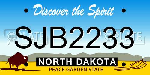 SJB2233 North Dakota License Plate
