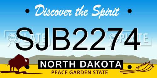 SJB2274 North Dakota License Plate