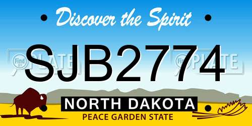 SJB2774 North Dakota License Plate