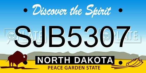 SJB5307 North Dakota License Plate