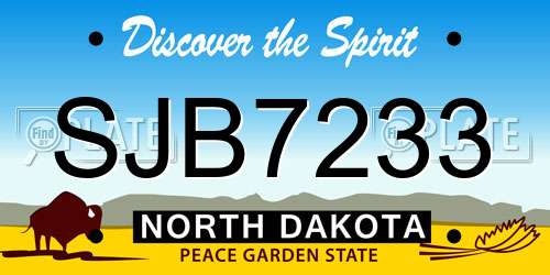 SJB7233 North Dakota License Plate