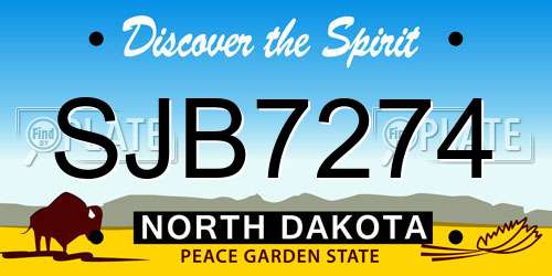 SJB7274 North Dakota License Plate