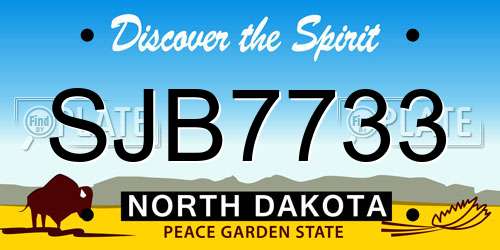 SJB7733 North Dakota License Plate
