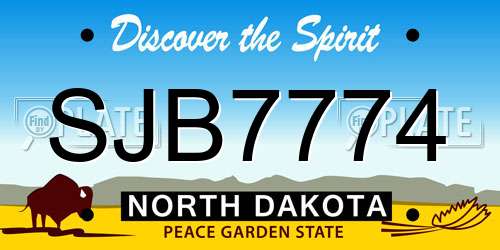 SJB7774 North Dakota License Plate