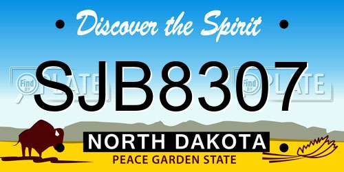 SJB8307 North Dakota License Plate