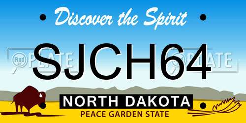 SJCH64 North Dakota License Plate