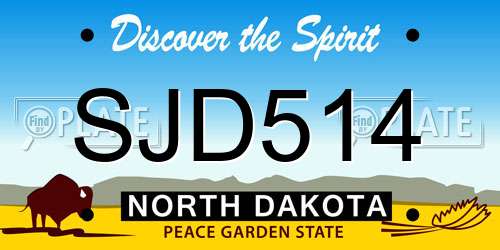 SJD514 North Dakota License Plate