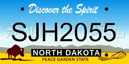 SJH2055 North Dakota License Plate