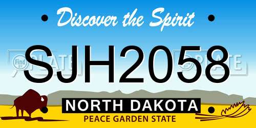 SJH2058 North Dakota License Plate