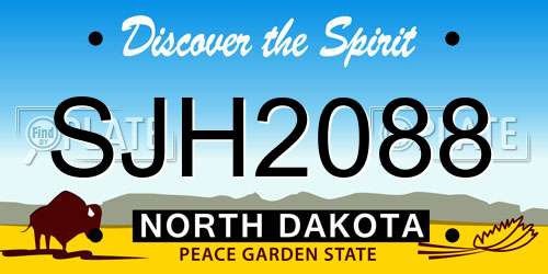 SJH2088 North Dakota License Plate