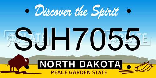 SJH7055 North Dakota License Plate