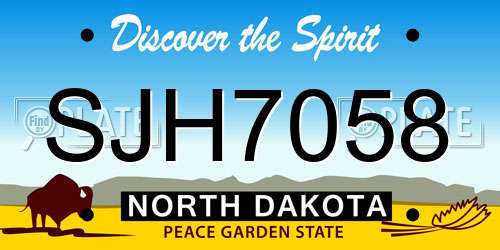 SJH7058 North Dakota License Plate