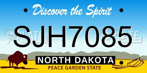SJH7085 North Dakota License Plate