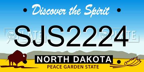 SJS2224 North Dakota License Plate