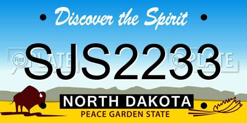 SJS2233 North Dakota License Plate