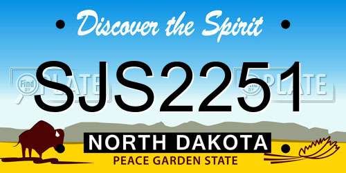 SJS2251 North Dakota License Plate