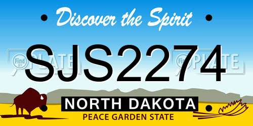 SJS2274 North Dakota License Plate