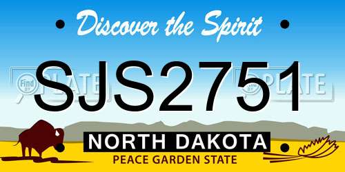 SJS2751 North Dakota License Plate