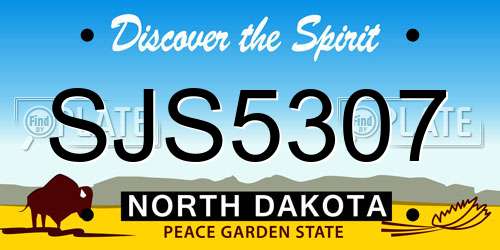 SJS5307 North Dakota License Plate