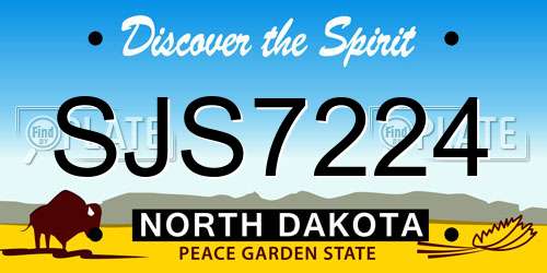 SJS7224 North Dakota License Plate