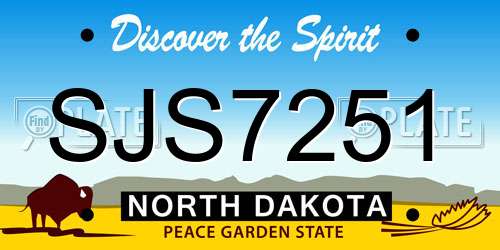 SJS7251 North Dakota License Plate