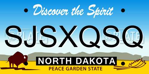 SJSXQSQ North Dakota License Plate