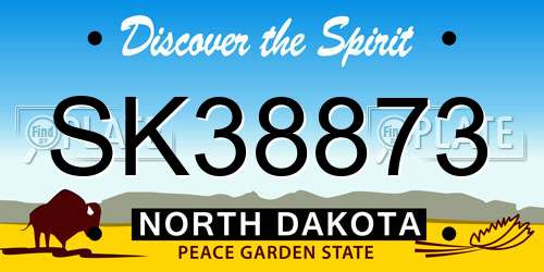 SK38873 North Dakota License Plate