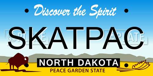 SKATPAC North Dakota License Plate