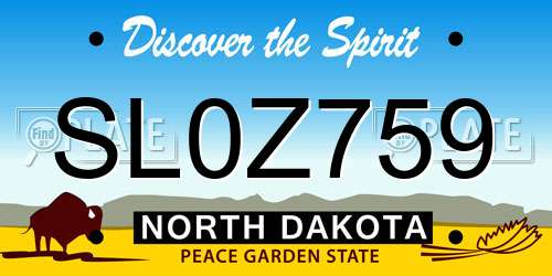 SL0Z759 North Dakota License Plate