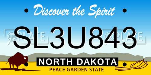 SL3U843 North Dakota License Plate