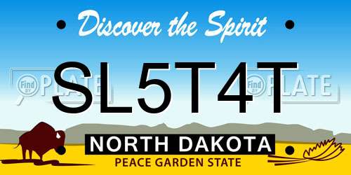 SL5T4T North Dakota License Plate