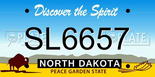 SL6657 North Dakota License Plate