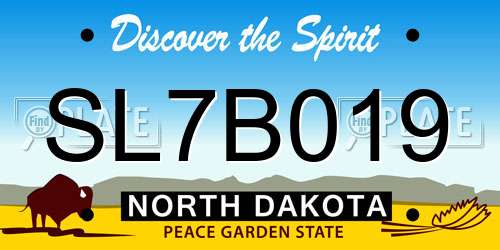 SL7B019 North Dakota License Plate